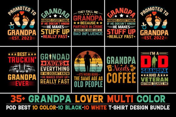 Grandpa Vintage T-Shirt Design Bundle: Graphics & T-Shirt Designs