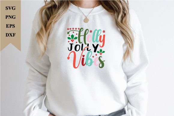 Holly Jolly Vibes Retro Christmas SVG: T-Shirt Graphics